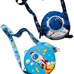 BY TANVI Kids Round Sling Bag for Boys & Girls | Iron Man & Space Rocket Theme | Stylish Crossbody Shoulder Bag for School & Travel-image-9