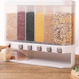 BLUECORP ENTERPRISE Wall-Mounted Dry Food Dispenser 6-Grid Cereal Dispensers Kitchen Food Storage Container, Grain For Kitchen, Home (1, large)-image-14