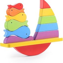 Intelliskills Premium Wooden Rainbow Balancing Ship Stacker for Kids,Montessori Sorting & Stacking Toy for 2+ Year,Mindful Building Stacking Blocks,Develop Problem-Solving & Motor Skills,Birthday Gift-image-43