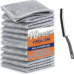 PROXISM Non-Scratch Dish Wash Cloth (Pack of 10), Steel Wire Dish Cloth, Wire Dishwashing Rags for Wet and Dry Stainless Steel Scrubber Non-Scratch Wire Dishcloth for Washing DishesfkouCLO (10)-image-37