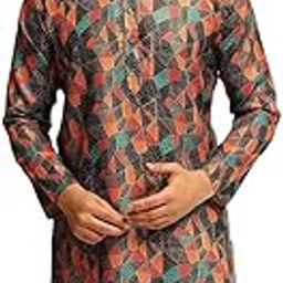 (Since 1958 Men's Cotton Silk Multi Thread Embroidered Long Kurta-image-1