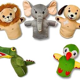 Chamantricks Storytelling Plush Puppets | Lion | Elephant | Crocodile | Dog | Parrot | Animal & Bird Hand Puppets (Pack of 5)-25