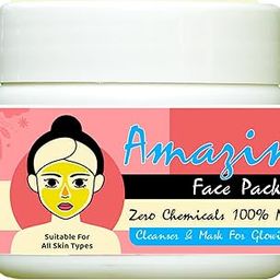 Amazing Face Pack, DE-TAN with Saffron, Multani Mitti, Chia Seeds, Flax Seeds and White Chandan for Smooth, Bright Skin, Reduces Pigmentation and Wrinkles & D- TAN 110gm-2