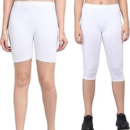 Women's Cotton Calf-Length-Capri and Cycling Shorts for Gym Wear/Sports Wear Pants | Comfortable & Breathable Fabric | White(C)/White(S) | L-image-38