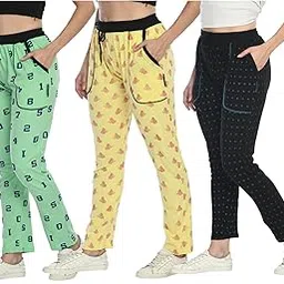 kayu ™ Women's Cotton Printed Upper Pocket Lower/Payjama/Track Pants [Pack of 3]-picture-48