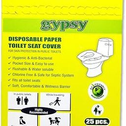 Gypsy Disposable Paper Toilet Seat Covers -25 Sheets (1 x 25) | Flushable & Nature Friendly | Travel Pack For Skin Protection In Unhygienic Public Toilets.-image-12