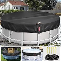 QH.HOME 24Ft Round Pool Covers for Above Ground Pools, 500D Solar Pool Covers with Strong Tear Resistant and Fade Resistant, Winter Swimming Pool Cover with Windproof Strap, Ground Nails, Drawstring-picture-22