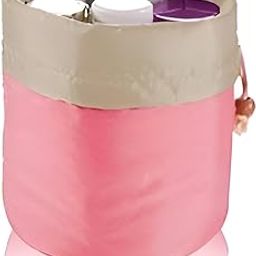 Cosmetic Pouch Makeup Bag Round Barrel Shape Cosmetic Bags Toiletry Case Mini Makeup Train Case Cosmetic Organizer Travel Accessories Round Makeup Pouch for Girls & Women-image-11