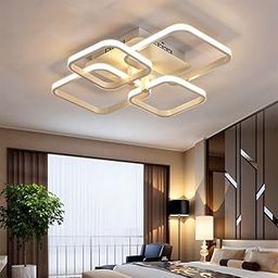 GLIMBIN ® LED Ceiling Light with Remote Control, White Acrylic Modern 3-Color Ceiling Light Flush Mount for Living Room, Bedroom, 58x45x12cm-17