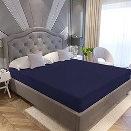 Royal Blue Waterproof Mattress Protector | Ultra-Soft Terry Cotton Bed Cover | Deep Pocket Elastic Fit | Stylish Blue Color | Breathable, Noiseless & Machine Washable | Luxury Mattress Protection.-image-45