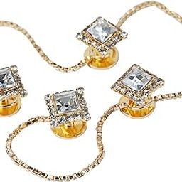 Designer Square Gold Plated Zirconia Gemstone Diamond Crystal Traditional Ethnic Fashion Trending Kurta Metal Unisex Buttons-image-70