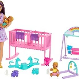 Barbie Skipper Doll & Nursery Playset with Accessories, Includes Twin Baby Dolls, Crib, Swing, See-Saw & More​​​-image-63