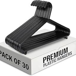 NAVIN HANGERS | Pack of 30, Black Plastic Hanger for Coats, Shirts, Jackets, Pants | with Side Hooks for Bras & Camisol-image-50