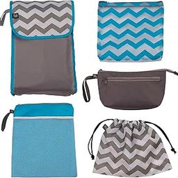 J.L. Childress Diaper Bag Organizer 5 Piece Set, Grey/Chevron-14