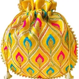 byra Women Peacock Feather Potli Bag, Gifting Wedding Favors for Brides-picture-0