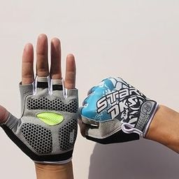 Cycling Shock Absorbing Anti-Slip Gloves Fitness Weight Lifting Training Half-Finger Gloves | Blue | L-12