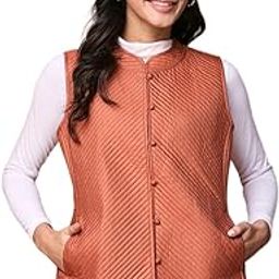 Orange Viscose Silk Quilted Reversible Jacket-picture-33