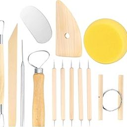 Amazon Brand - Umi 13 Piece Pottery Tools Kit – Wooden and Metal Clay Sculpting and Modeling Tools Set for Carving, Shaping, and Detailing, Ideal for Ceramic, Polymer, and Pottery Crafting-9