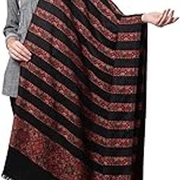 Women's Black Kani Woven Design Wool Shawl_ISJ19_Black-image-63