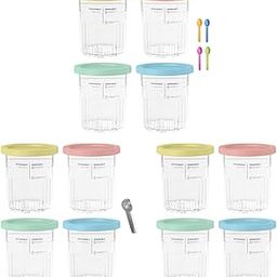 CALANDIS™ 4 Pieces 24 Ounce Ice Cream Pints and Lids for NC501 Tubs for Household Cafe 4 Plastic Scoops | Ice Cream Makers | Small Kitchen Appliances | Kitchen, Dining & Bar-5