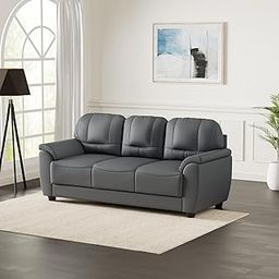 Amazon Brand - Solimo Tulip Leatherette 3 Seater Sofa (Grey)-picture-10