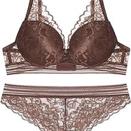 Women's Lingerie Set Padded Push Up Bra Panty Coffee Color Bikini Set for Women & Girls-image-79