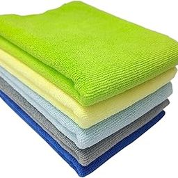 SOBBY 5 Pcs Microfiber Kitchen Clothes for Cleaning, dusting Cloth for Home Cleaning, Car & Bike Detailing, Soft lint & Streak Free Reusable Absorbent Cleaning Cloths (40 x 40cm, 340 GSM, Multicolor)-22
