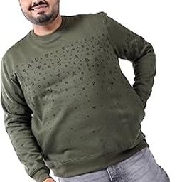 by The Indian Garage Co Men Plus Size Regular Fit Graphic Print Sweatshirt-image-95