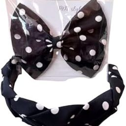 Black Braided HairBand with White Polka Dot Retro Design Combo for Women and Girls/Hair Accessories Makeup Hairband Hair Accessories for Women Pack of 2 (Black & White)-image-22