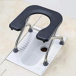 Black Foldable Stainless Steel Shower Commode Chair For Elderly Disabled Man And Pregnant Woman with Sturdy & Robust Constructed Stainless Steel Frame Comfortable Safe Toliet Commode-image-71