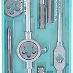 UPTODATETOOLS Tap and Die Set, 12pcs M6-M12 Screw Nut Thread Taps Dies with Wrench Handle Hand Tool Kit-16