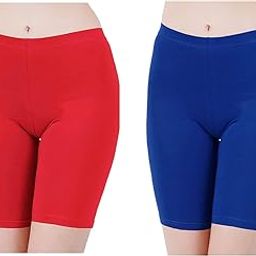 Cotton Lycra Tight Fit Stretchable Cycling Shorts Womens | Shorties for Active wear/Exercise/Workout/Yoga/Gym/Cycle/Running (Pack of 2)A1-picture-2