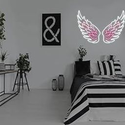 SG PRINT Wing Lights Or Neon Signs - Wing Lights for Girls Room Decoration, Birthday Gift for Girls, Neon Signs Decor for Room Wall, Neon Led Lights, Neon Sign Board (Triple Pink)-image-71