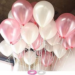 AMFIN Metallic Balloons White & Pink for Birthday Decoration (Pack of 50)-13