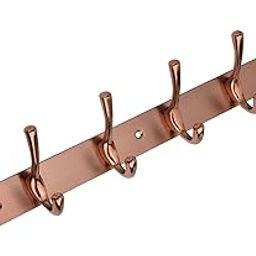 TIKOSA Wall-Mounted Coat Hook Rack, 6 Double Hooks, Rose Gold Finish, Aluminium (Pack of 1)-image-37