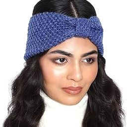 Headband Earwarmers for Women | Handmade/Crocheted with Good Woolen Earwarmer Earmuffs Earcap Earcover Soft Headwrap Warm Winter Accessories for Girls (denim blue)-image-80