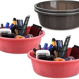 Homestic Pack of 4 Desk Organizer | Stationery Organizer | Multipurpose Storage Organizer | Office Supplies for Pen-Pencil-Staplers | Desktop Organizer | 6 LTR | Gray & Pink-image-59
