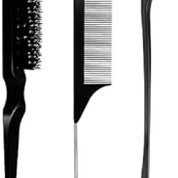 Red Square 3Pcs Slick Back Hair Brush Set Bristle Hair Brush Edge Control Brush Teasing Comb for Women Black Hair (Black)-29