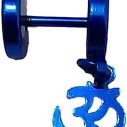 316L Stainless steel blue colored earrings Om Hanging men's and boys earrings stud jewelry small tops-image-65