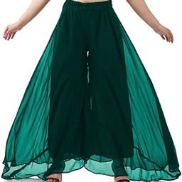 Kvish Full Umbrella Flared Pleated Georgette Palazzo for Womens-image-30