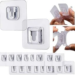 SVH® Self Adhesive Transparent Male-Female (7 * 7) Wall Hooks, PVC Heavy Duty Non Drilling Sticky Hooks | Multipurpose Waterproof Home Storage Hook (Pack of 8)-image-23