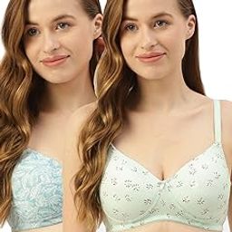Women Full Coverage Lightly Padded Non Wired T-Shirt Bras | Adjustable Straps | Everyday Padded Bra (Pack of 2)-0