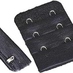 Porcelynne Black Bra Hook and Eye Replacement Closure with Silver Hardware - 2 Rows - 1 1/2" Wide - 1 Pair-53