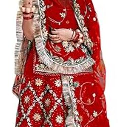 Latest Heavy Embroidery Work Semi Stitched Shimmer Silk Rajputi Poshak For Women Rajasthani Lehenga Choli-picture-26