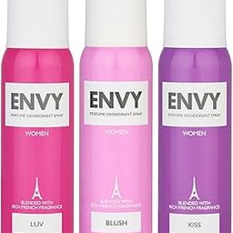 Vnesa Envy Women Perfume Deodorant Spray, Blended with Rich French Fragrance, 3 Variants - Luv, Blush, Kiss - 120ml each, pack of 3-10