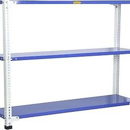 Mil-Nil Prime CRC Sheet 3 Shelf Multipurpose Slotted Angle Rack, 36 x 47 x 12 Inch, 24 Gauge (Blue-White) Powder Coated 16 Gauge Angles-13