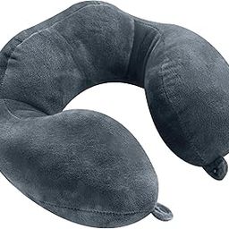 Premium Neck Pillow Airplane Travel Pillow Neck Adjustable 360 Degree Support Head Rest Neck Support Pillow for Travel (Grey) - Polycotton-image-2
