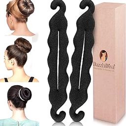 DazzleDiva Hair Donut Maker Bun – Easy-to-Use Styling Tool for Perfect, Voluminous Buns – Ideal for All Hair Types – Create Elegant, Mess-Free Hairstyles 2pcs-image-1