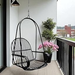 Hammock Swing Chair for Adult, Black Powder Coated Stainless Steel jhula for Indoor Outdoor Balcony | 150kg Capacity, Pre Assembled, Includes Cushion, Springs & Links-image-74