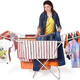 LiMETRO STEEL Stainless Steel Foldable Cloth Dryer Stand Double Rack Cloth Stands for Drying Clothes Steel-14
